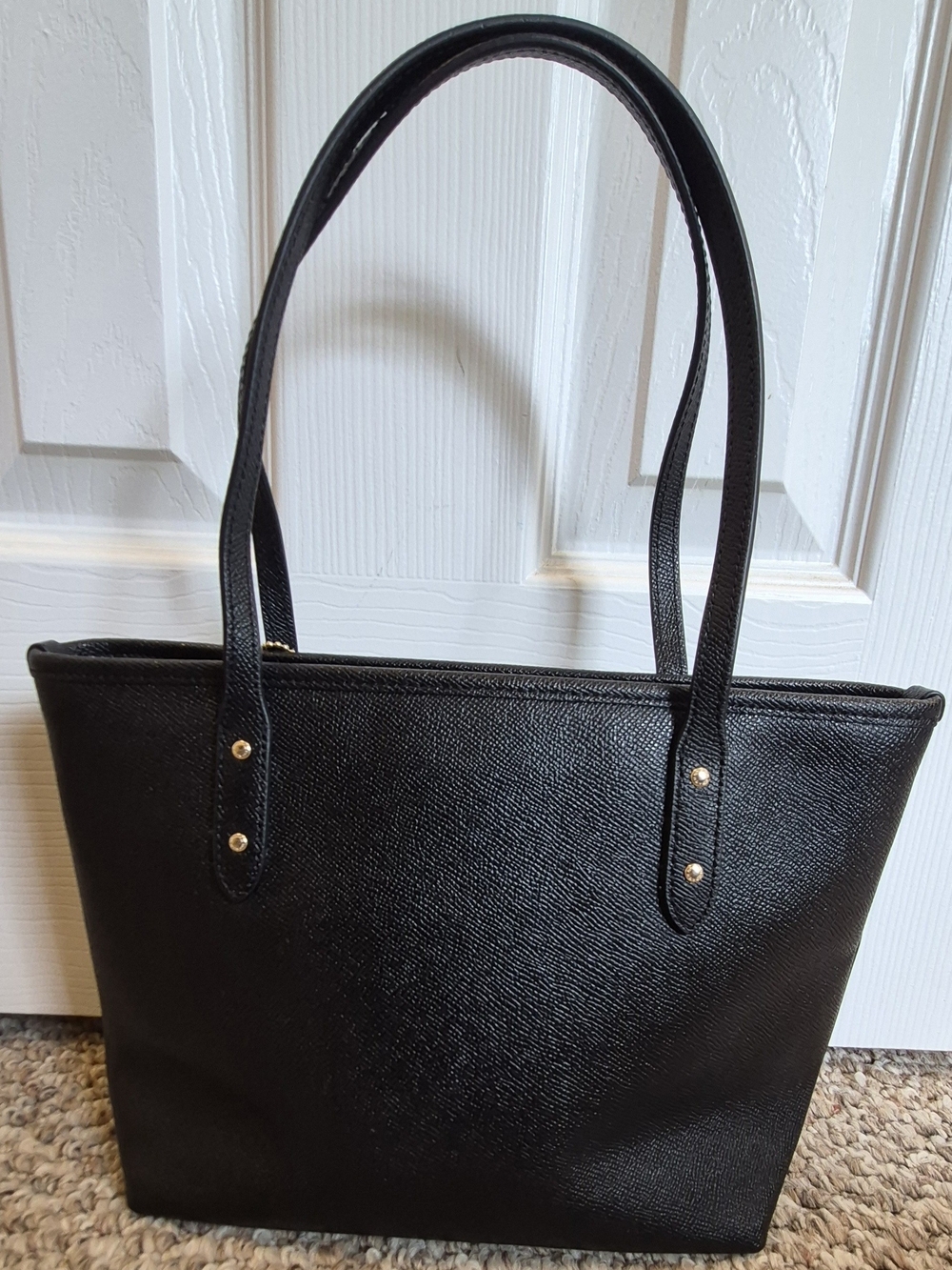 Coach Mini City Zip Tote Black Crossgrain Leather Bag F22967 Like New - Picture 2 of 6